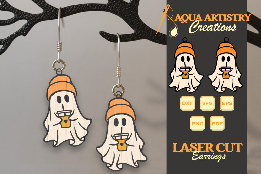 Autumn Boo Ghost Laser Cut Earring Design