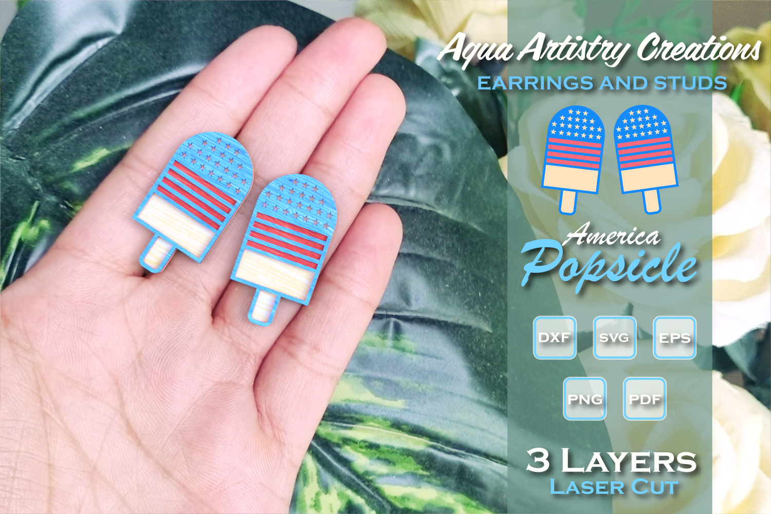 Laser Cut Layered American Popsicle Studs Earrings