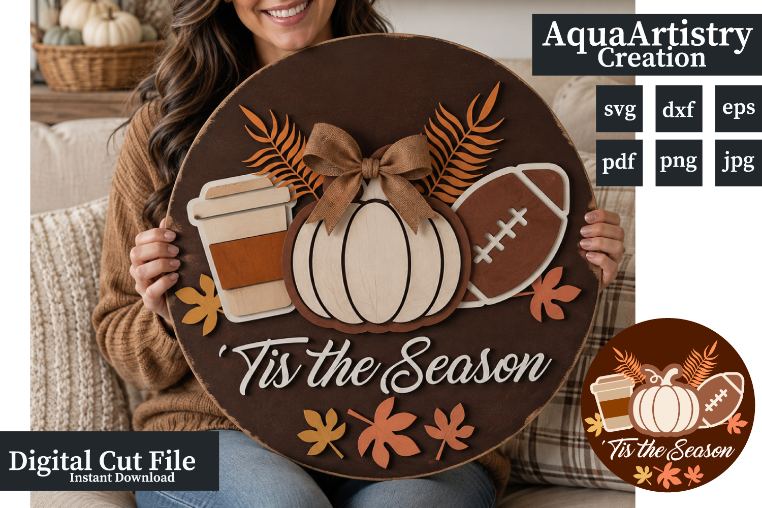 Tis the season welcome door sign laser cut file