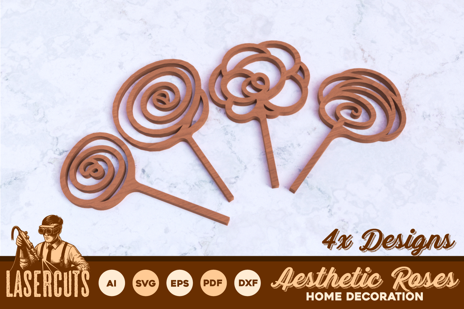 Aesthetic Minimal Roses for Home Decoration Laser Cut Designs
