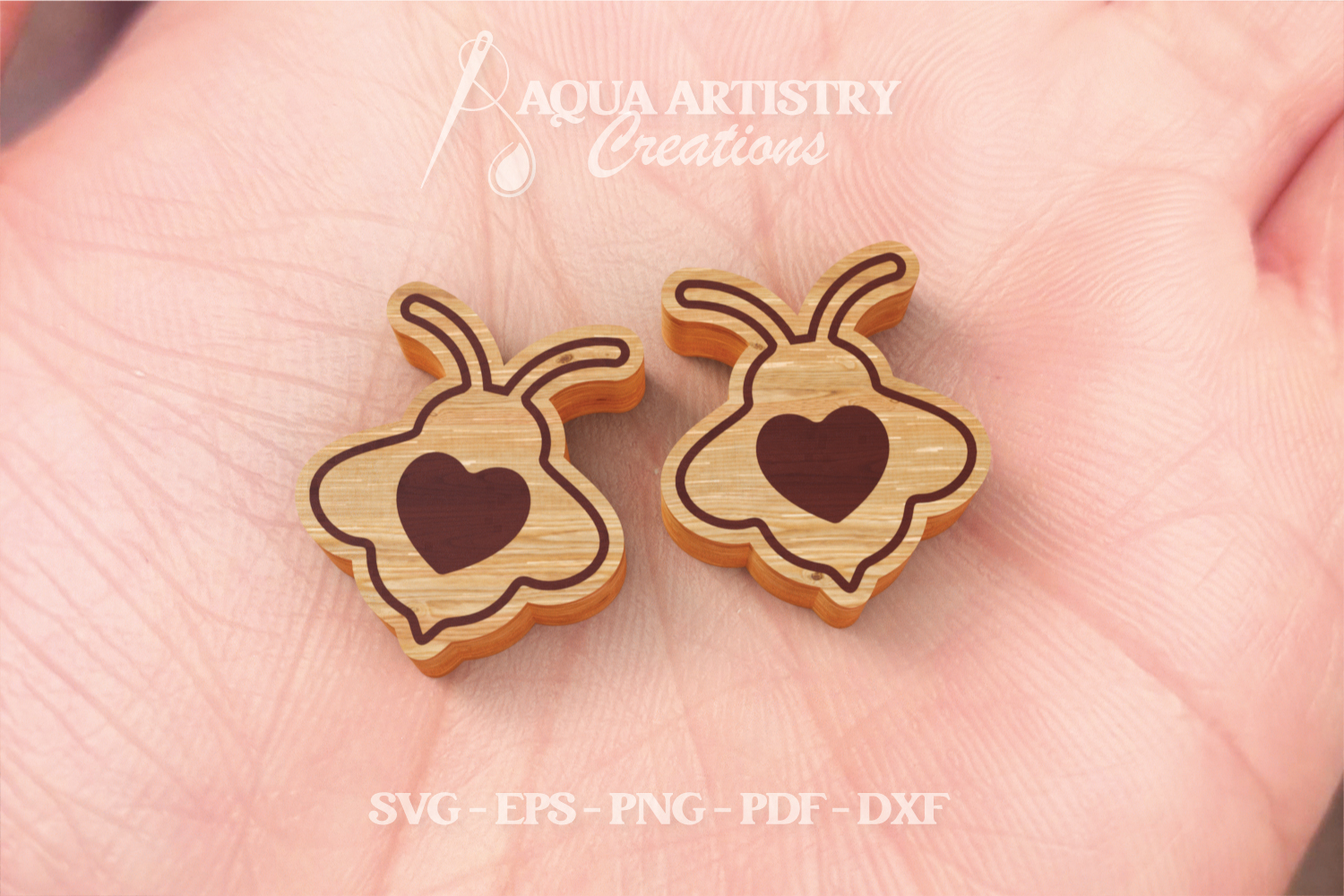 Simple Bee with Heart Laser Cut Studs