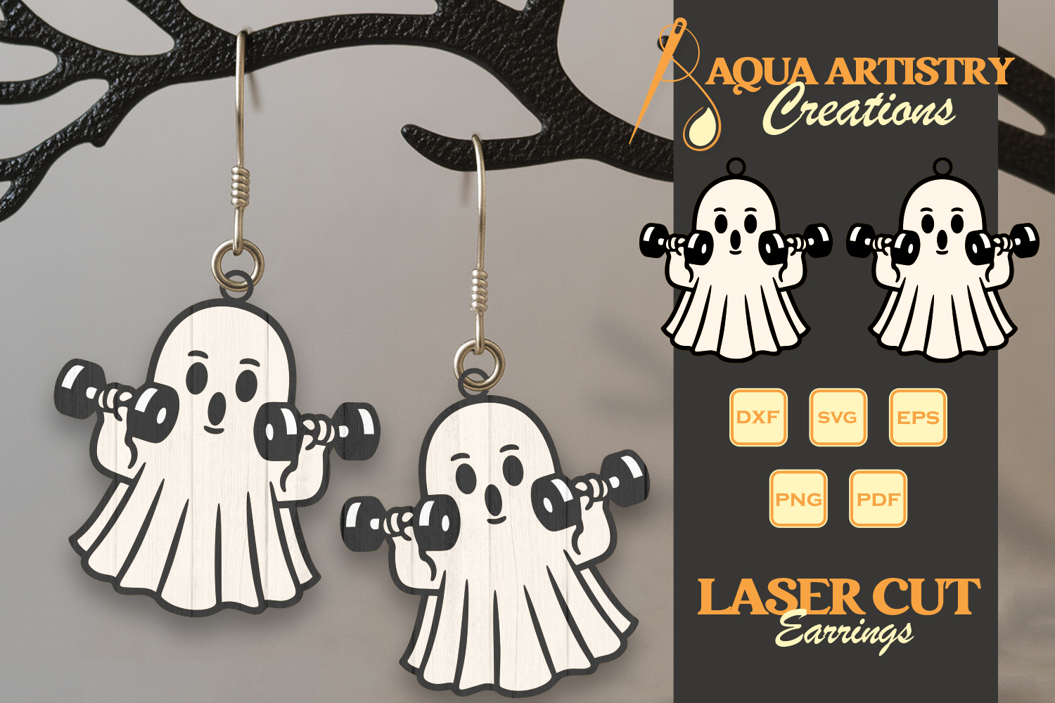 Gym Boo Ghost Earrings Laser Cut Design