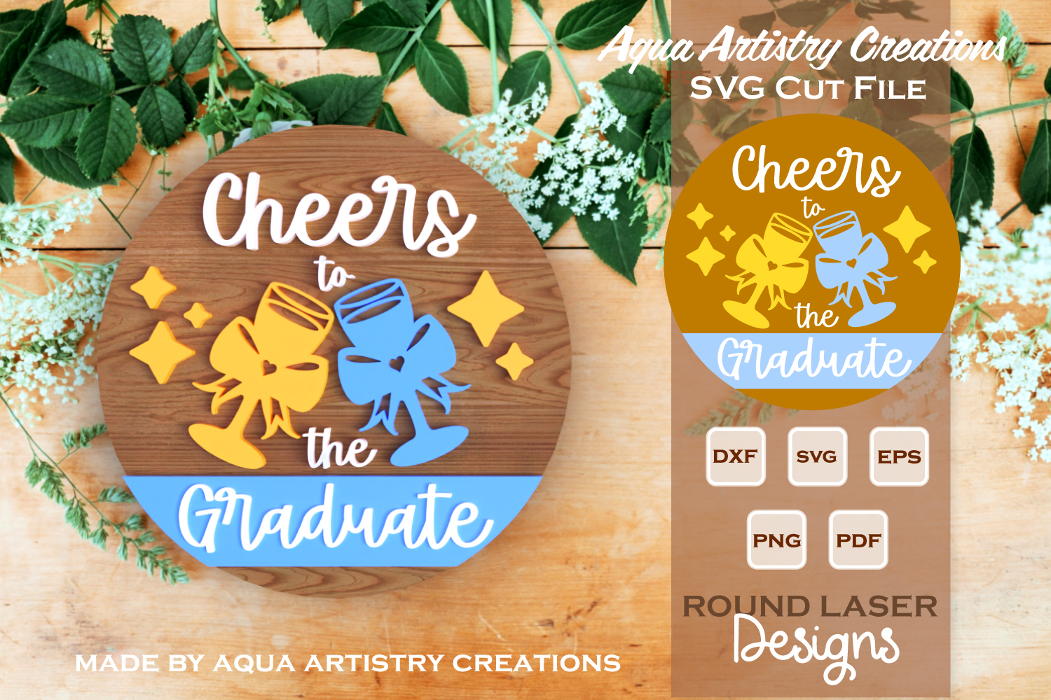 Cheers to the Graduate Round Welcome Door Sign
