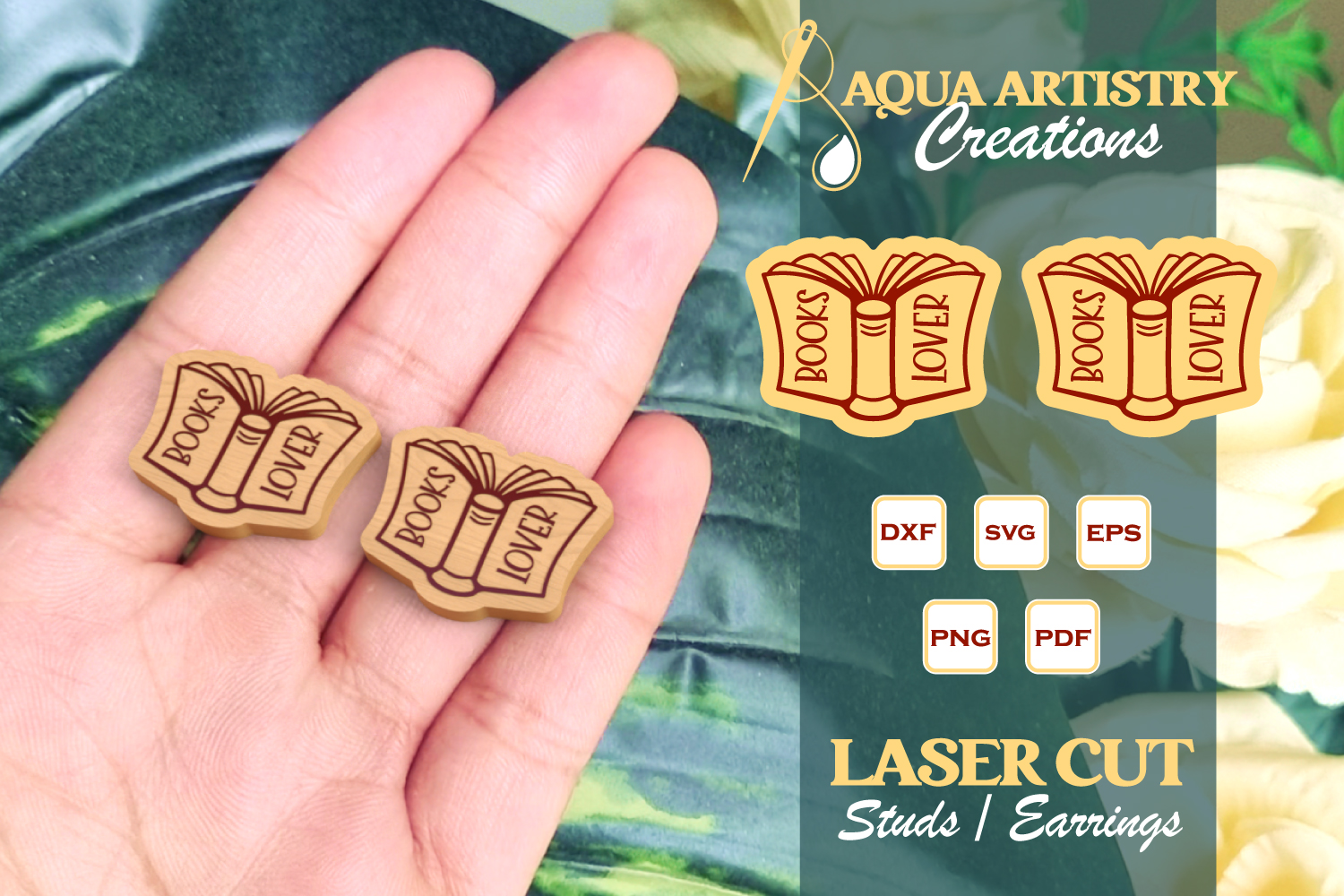 Books Lover Laser Cut Studs Earrings