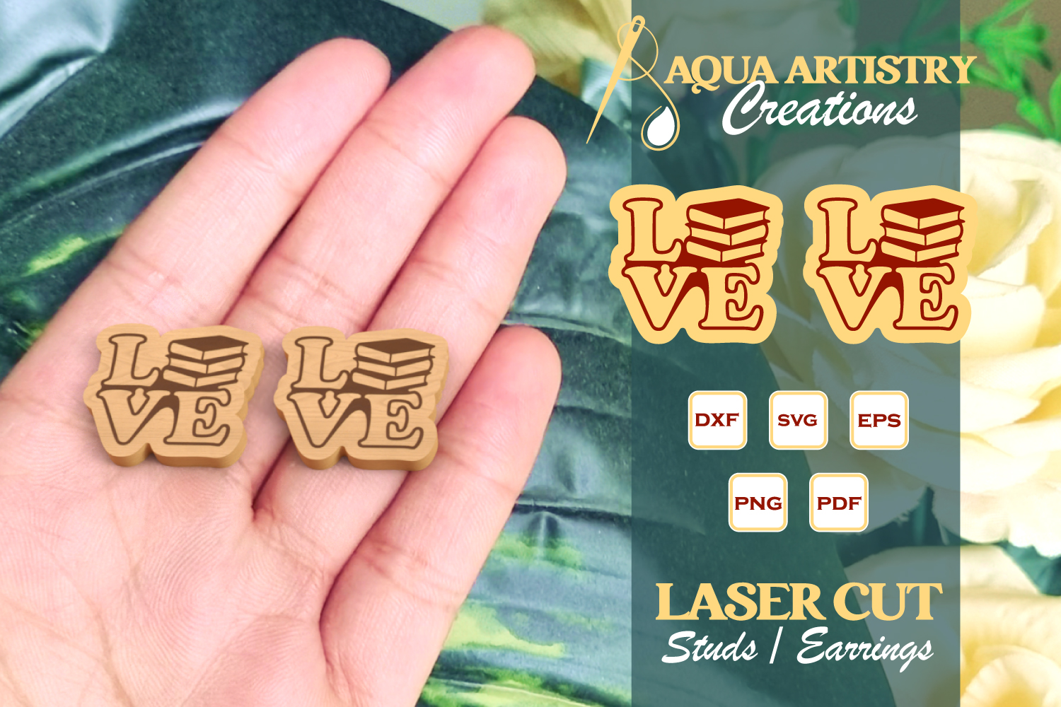 Book Lovers Studs Earrings Laser Cut Design