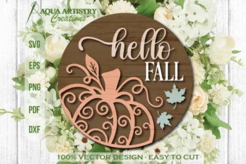 Hello Fall Laser Cut Pumpkin SVG