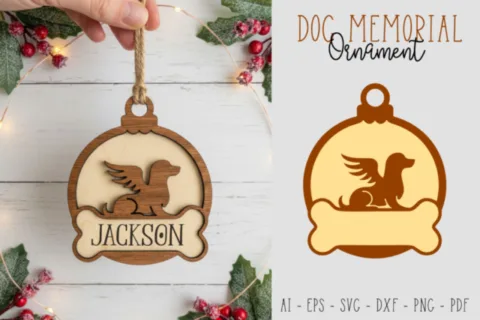dog memorial laser cut svg ornament for christmas decoration