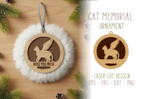cat memorial laser cut SVG ornament for christmas decoration