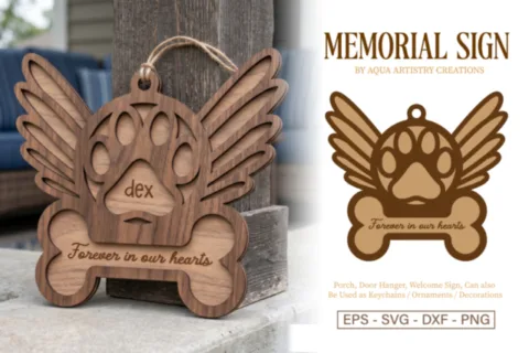 Pet Paw with Wings Memorial Ornament Laser Cut