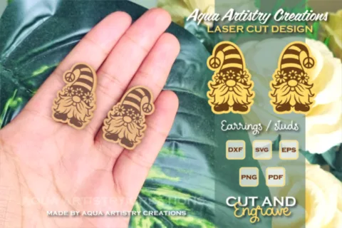 Peace Gnome Laser Cut Studs Earring Design