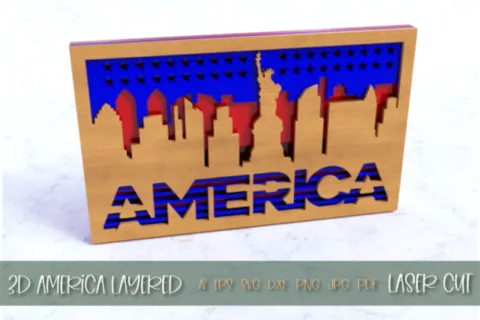 America 3D Layered Laser Cut Decoration Design
