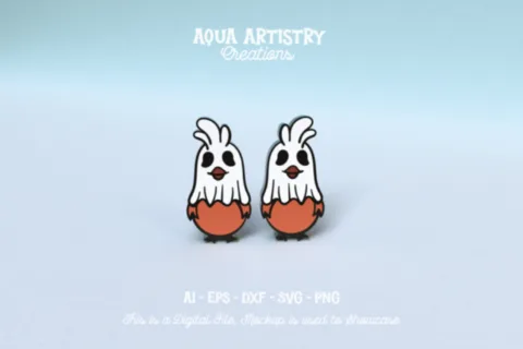 Boo Chicken Laser Cut Studs Earrings