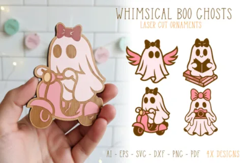 Boo Ghost Mixmatch Laser Cut Earrings Set Designs