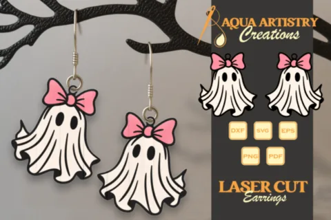 Halloween Boo Girl Ghost Laser Cut Earrings