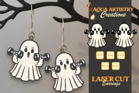 Gym Boo Ghost Earrings Laser Cut Design