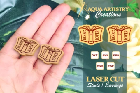 Books Lover Laser Cut Studs Earrings