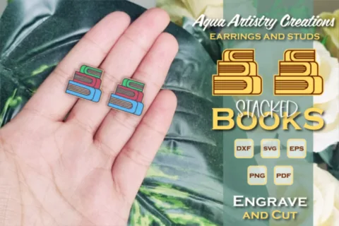 Stacked Book Laser Cut Earrings Design