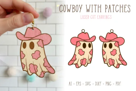 Howdy Boo with Patches Laser Cut Earrings