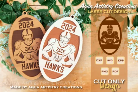 Laser Cut American Football Player Ornament Design