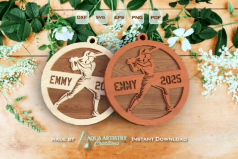 Female Baseball Player Laser Cut Ornament