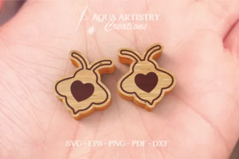 Simple Bee with Heart Laser Cut Studs