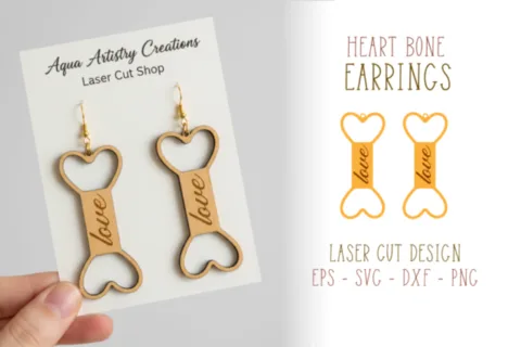 Dog Lovers Bone Earring Laser Cut Design
