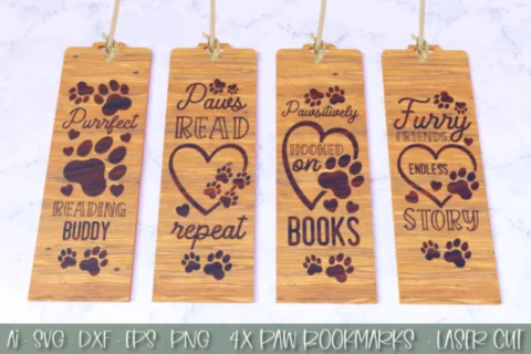 Dog Lovers Bookmark Wooden Laser and Engraving Design