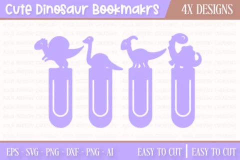 Free Dinosaur Bookmarks SVG Set